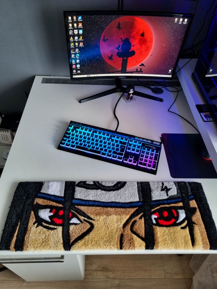 Itachi Hand-Tufted Keyboard Rug | Anime Gaming & Desk Setup