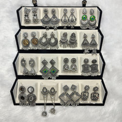 Luxury 16-Pair Silver Jhumka Set with Free Bangle