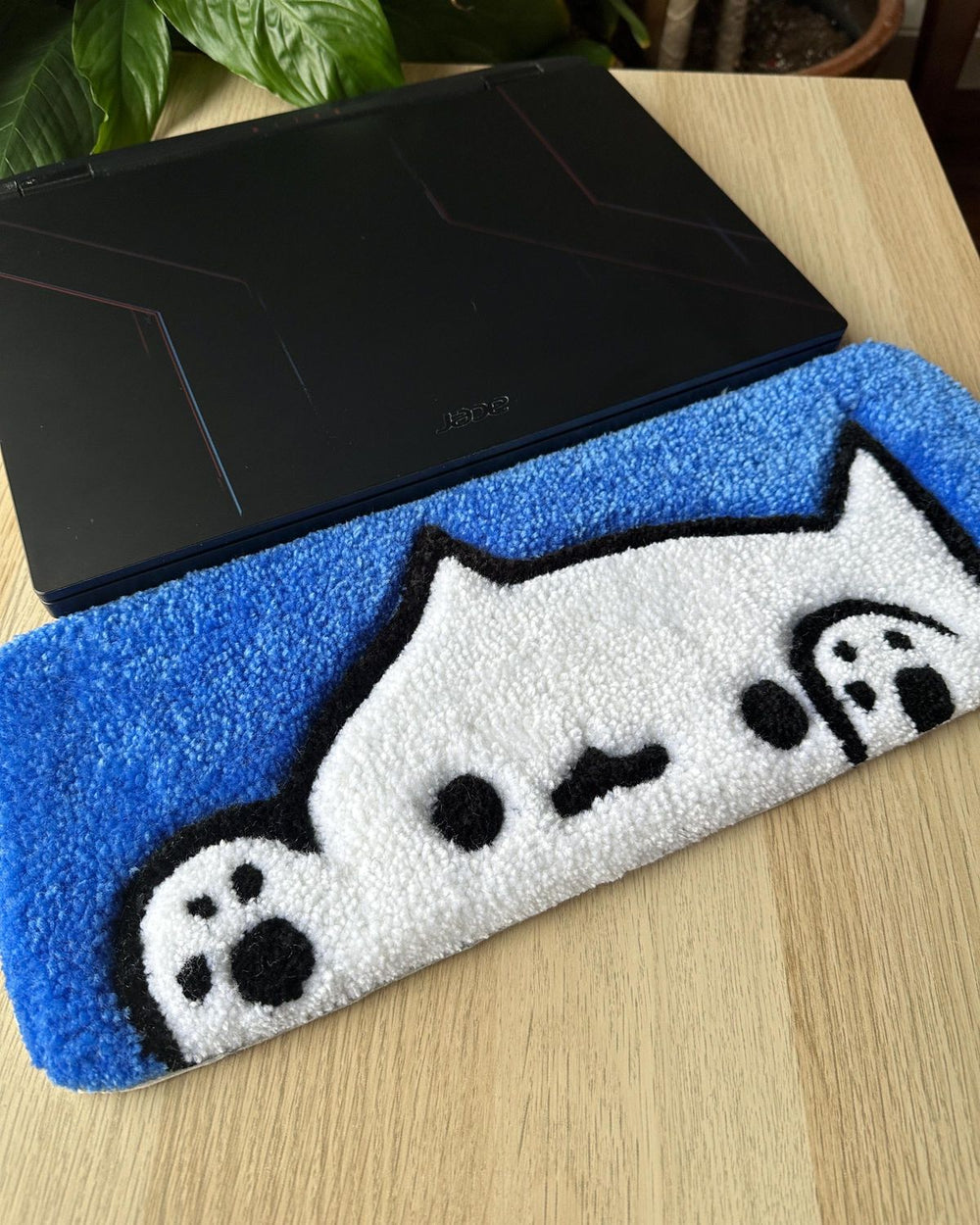 Ghost Cat Hand Tufted Keyboard Rug | Anime Gaming & Desk Setup