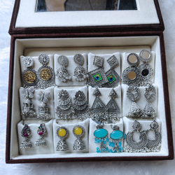 Luxury Mirror Box with 12 Earrings + Free Bangle & Custom Message Card