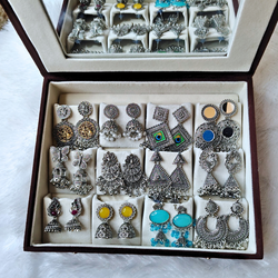 Luxury Mirror Box with 12 Earrings + Free Bangle & Custom Message Card