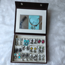Luxury Mirror Box with 12 Earrings + Free Bangle & Custom Message Card