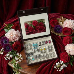 Luxury Mirror Box with 12 Earrings + Free Bangle & Custom Message Card