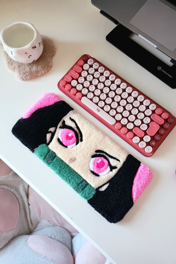 Nezuko Hand-Tufted Keyboard Rug | Anime Gaming & Desk Setup