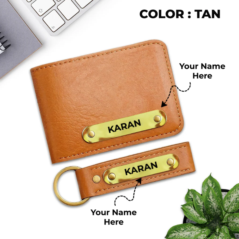 Personalised Name Wallet & Keychain Combo – Premium Leather | Stylish & Unique