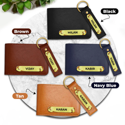 Personalised Name Wallet & Keychain Combo – Premium Leather | Stylish & Unique