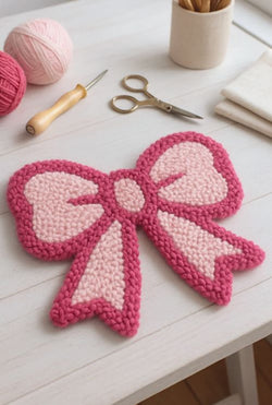 Pink Bow Mug Rug | Bow Down | Table Accent & Decor