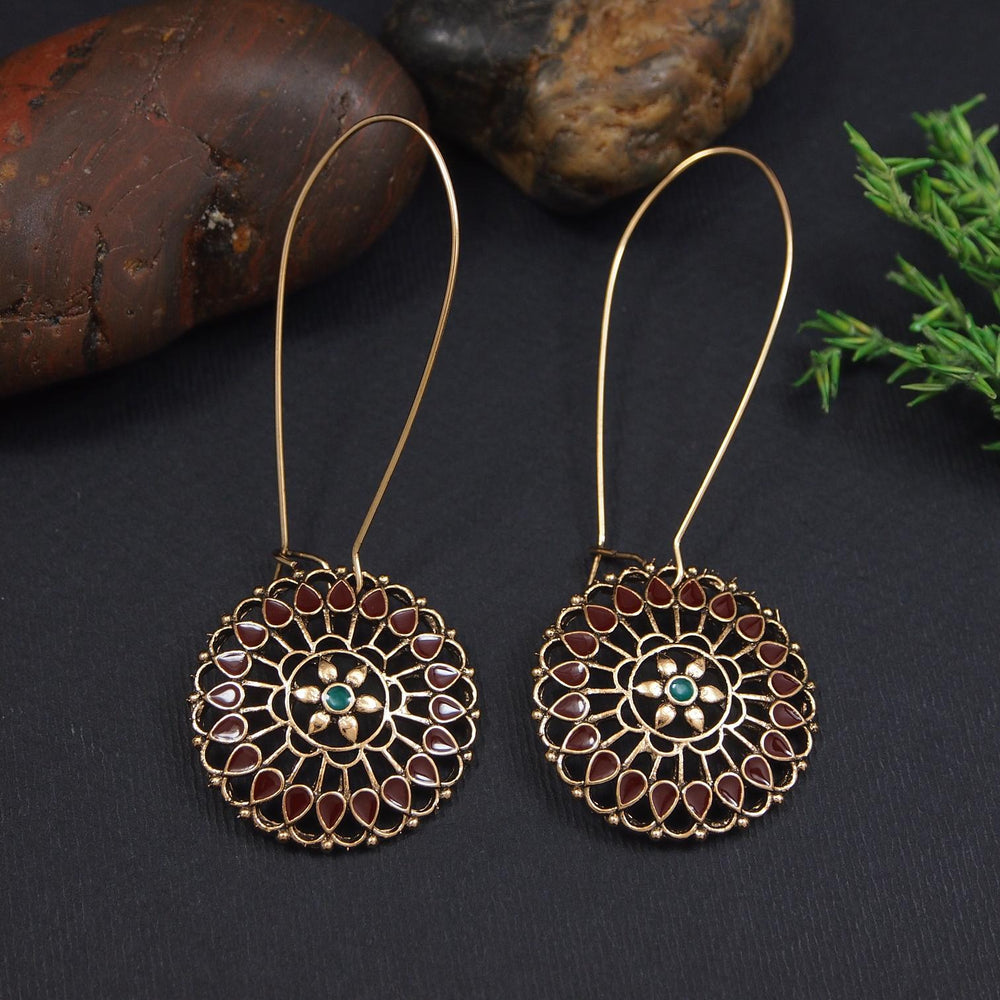 Antique Gold/Silver Plated Dual Coloured Enamel Dangler Earring