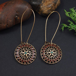 Antique Gold/Silver Plated Dual Coloured Enamel Dangler Earring