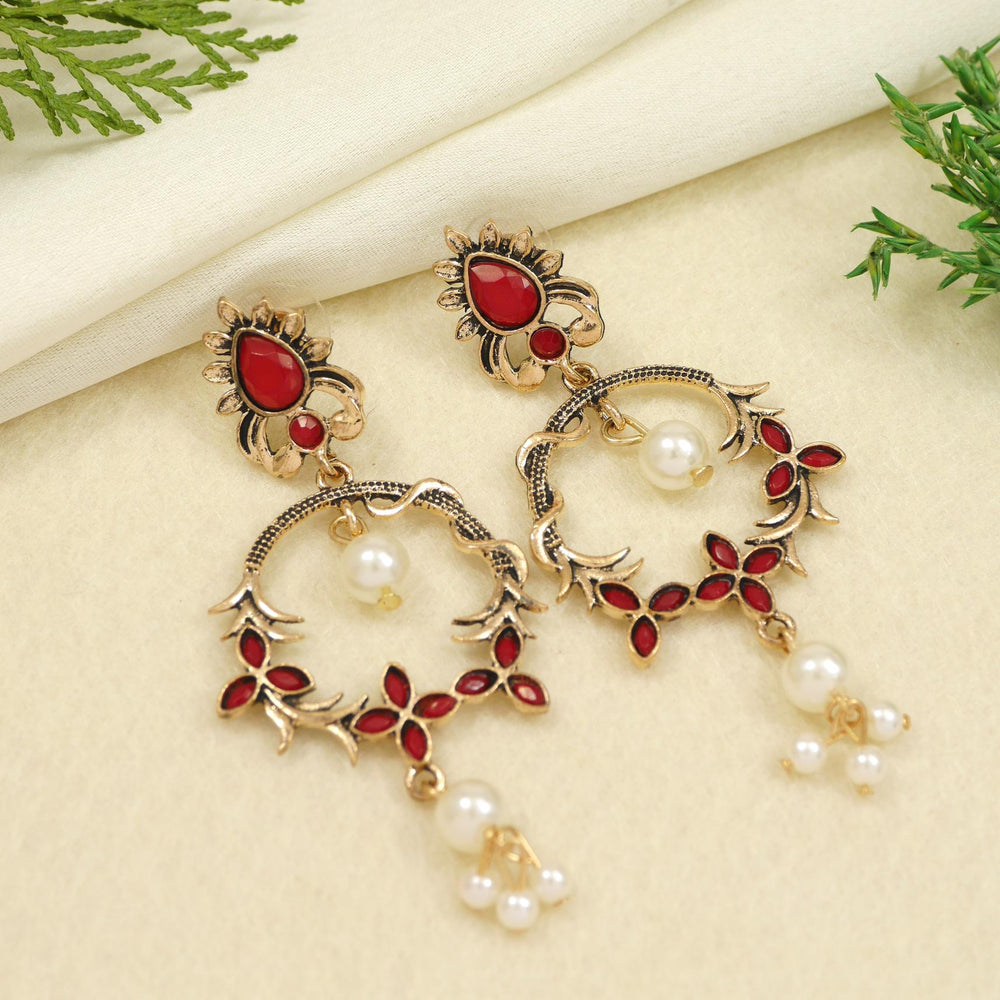 Antique Gold/Silver Plated Dual Coloured Enamel Dangler Earring