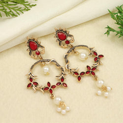 Antique Gold/Silver Plated Dual Coloured Enamel Dangler Earring