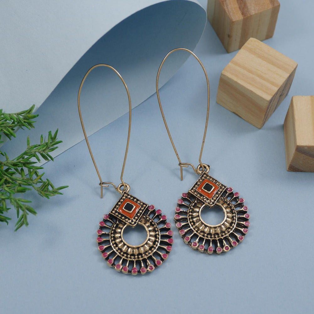 Antique Gold/Silver Plated Dual Coloured Enamel Dangler Earring