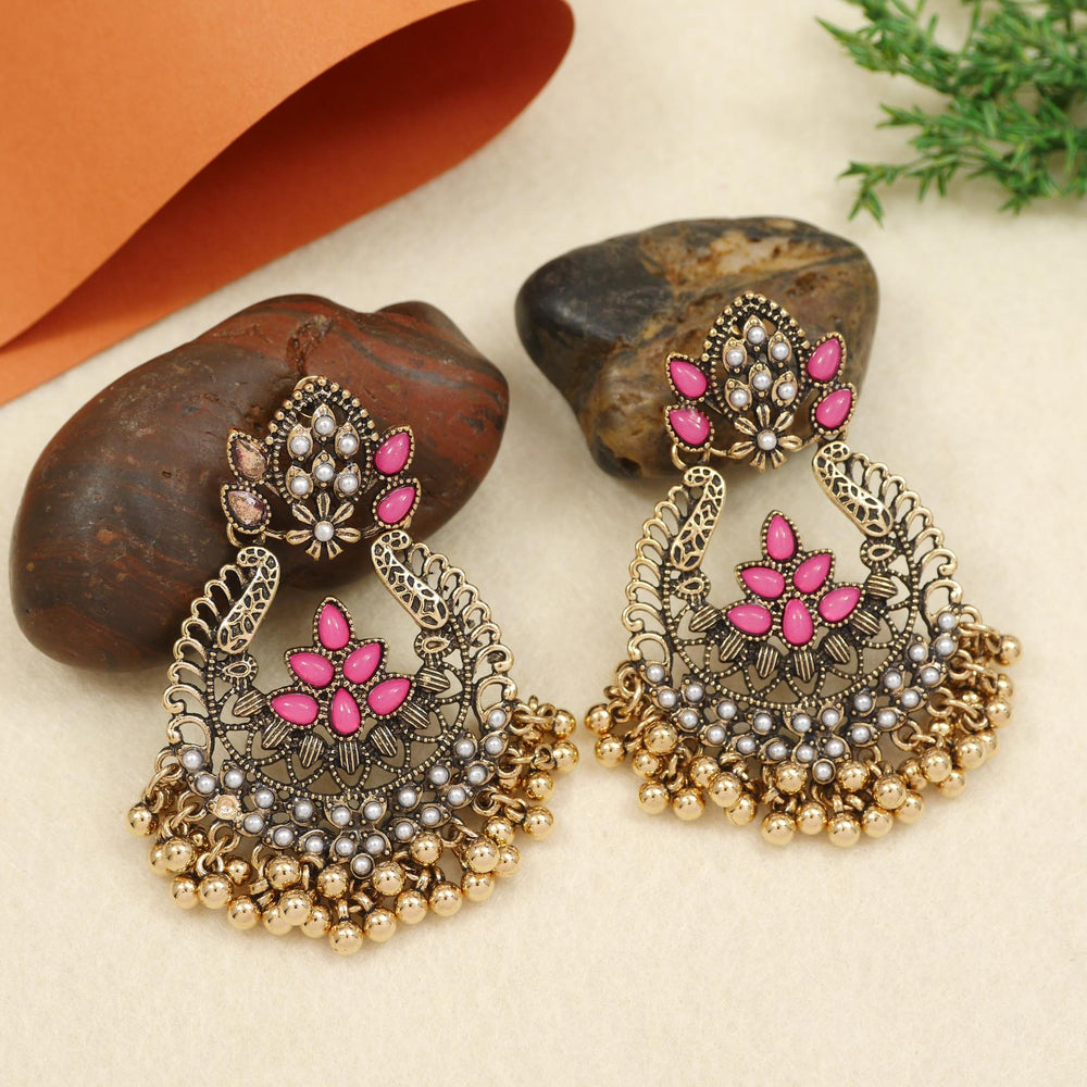 Antique Gold/Silver Plated Dual Coloured Enamel Dangler Earring