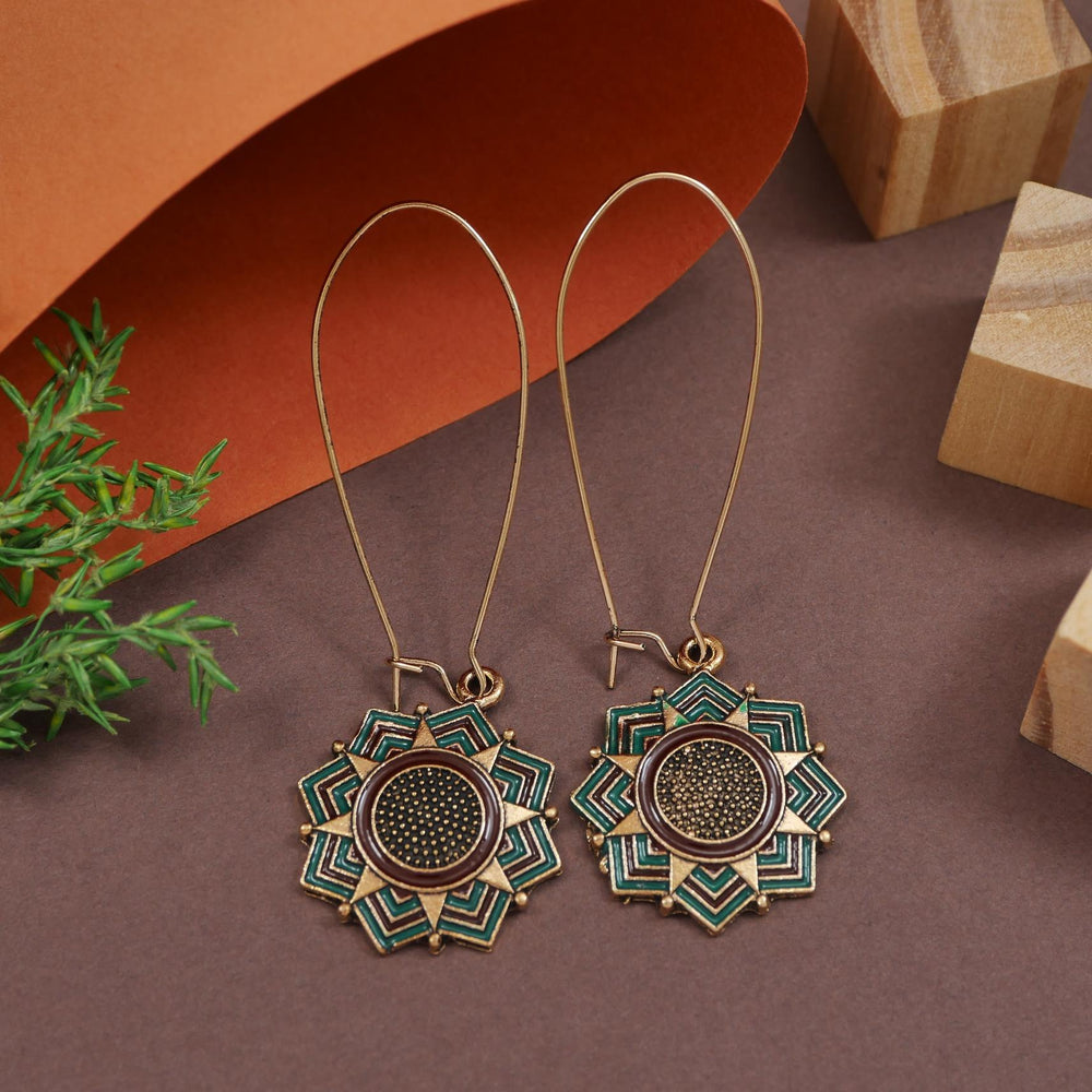 Antique Gold/Silver Plated Dual Coloured Enamel Dangler Earring