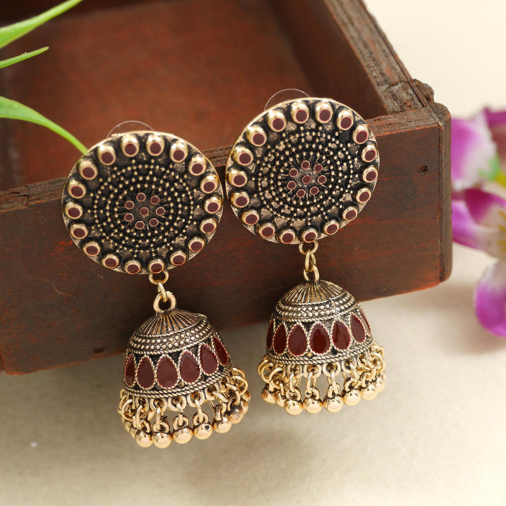 Antique Gold/Silver Plated Dual Coloured Enamel Dangler Earring