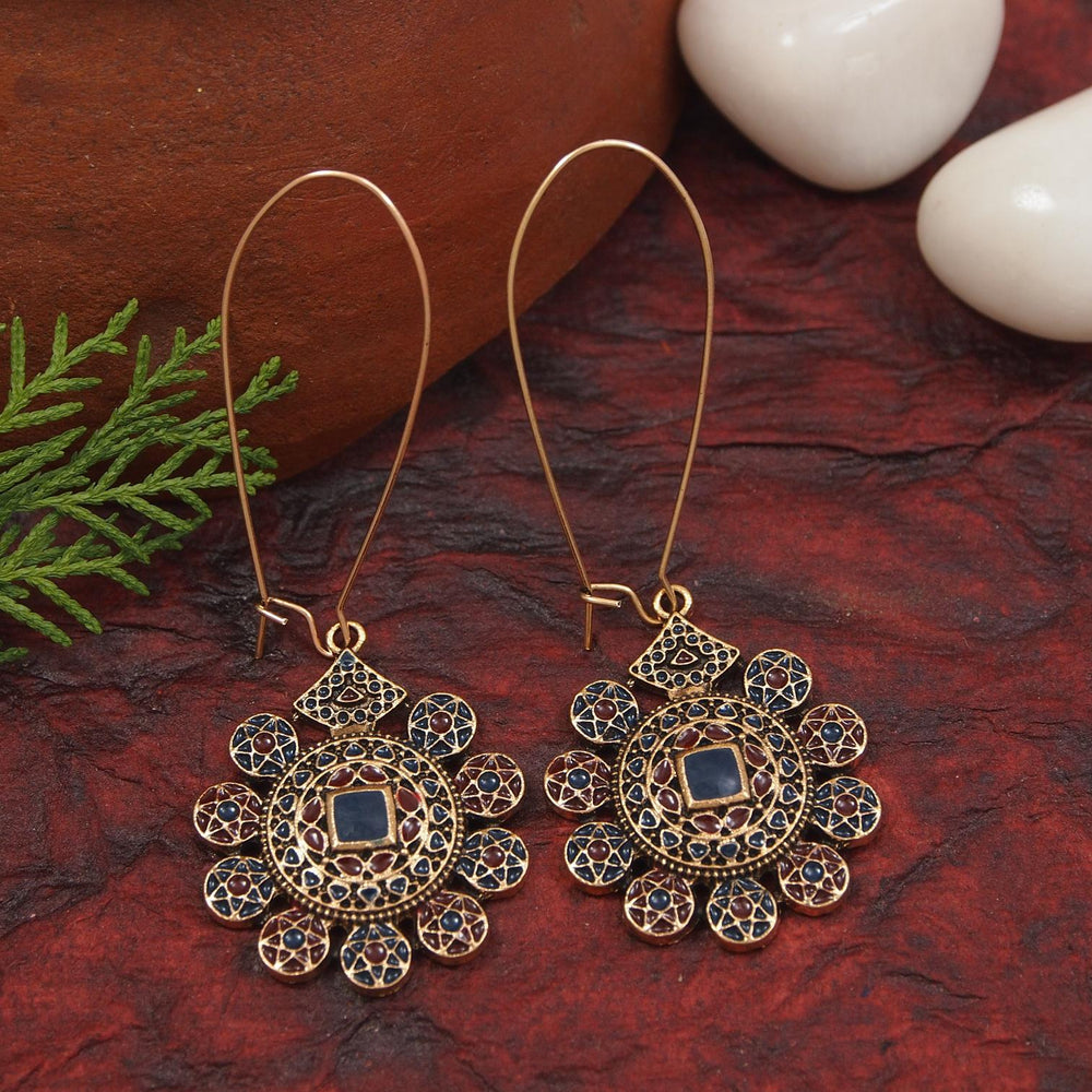 Antique Gold/Silver Plated Dual Coloured Enamel Dangler Earring