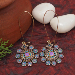 Antique Gold/Silver Plated Dual Coloured Enamel Dangler Earring