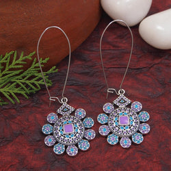Antique Gold/Silver Plated Dual Coloured Enamel Dangler Earring