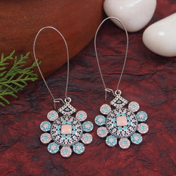 Antique Gold/Silver Plated Dual Coloured Enamel Dangler Earring