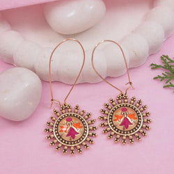Antique Gold/Silver Plated Dual Coloured Enamel Dangler Earring