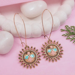 Antique Gold/Silver Plated Dual Coloured Enamel Dangler Earring