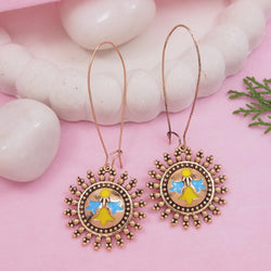 Antique Gold/Silver Plated Dual Coloured Enamel Dangler Earring
