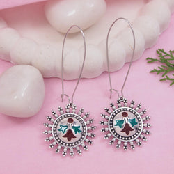 Antique Gold/Silver Plated Dual Coloured Enamel Dangler Earring
