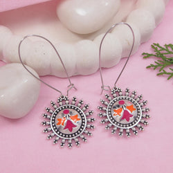 Antique Gold/Silver Plated Dual Coloured Enamel Dangler Earring