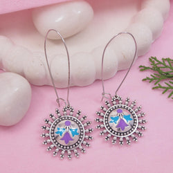 Antique Gold/Silver Plated Dual Coloured Enamel Dangler Earring