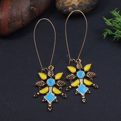Antique Gold/Silver Plated Dual Coloured Enamel Dangler Earring