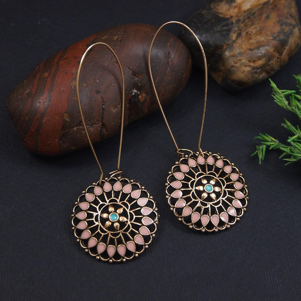 Antique Gold/Silver Plated Dual Coloured Enamel Dangler Earring