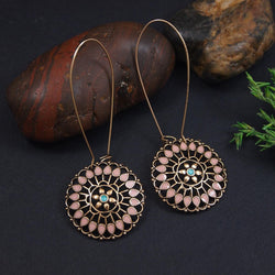 Antique Gold/Silver Plated Dual Coloured Enamel Dangler Earring