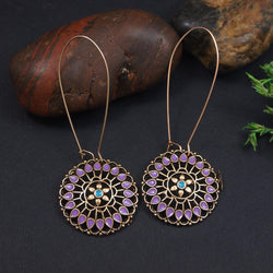 Antique Gold/Silver Plated Dual Coloured Enamel Dangler Earring