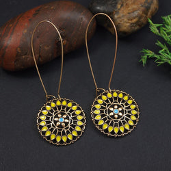 Antique Gold/Silver Plated Dual Coloured Enamel Dangler Earring