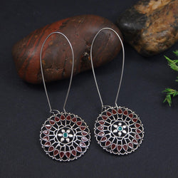 Antique Gold/Silver Plated Dual Coloured Enamel Dangler Earring