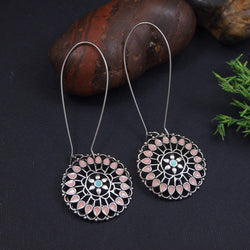 Antique Gold/Silver Plated Dual Coloured Enamel Dangler Earring