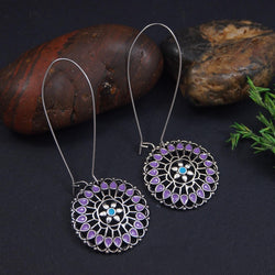 Antique Gold/Silver Plated Dual Coloured Enamel Dangler Earring