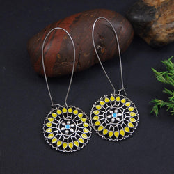 Antique Gold/Silver Plated Dual Coloured Enamel Dangler Earring