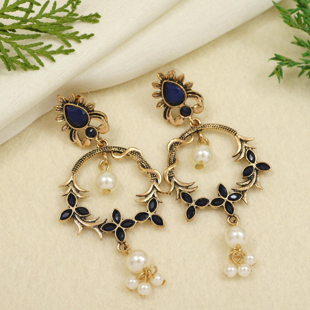 Antique Gold/Silver Plated Dual Coloured Enamel Dangler Earring