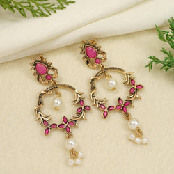 Antique Gold/Silver Plated Dual Coloured Enamel Dangler Earring