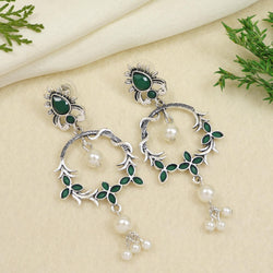 Antique Gold/Silver Plated Dual Coloured Enamel Dangler Earring
