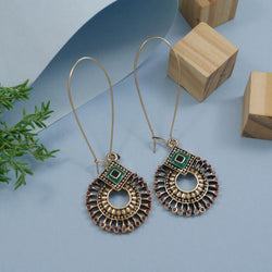 Antique Gold/Silver Plated Dual Coloured Enamel Dangler Earring