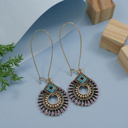Antique Gold/Silver Plated Dual Coloured Enamel Dangler Earring
