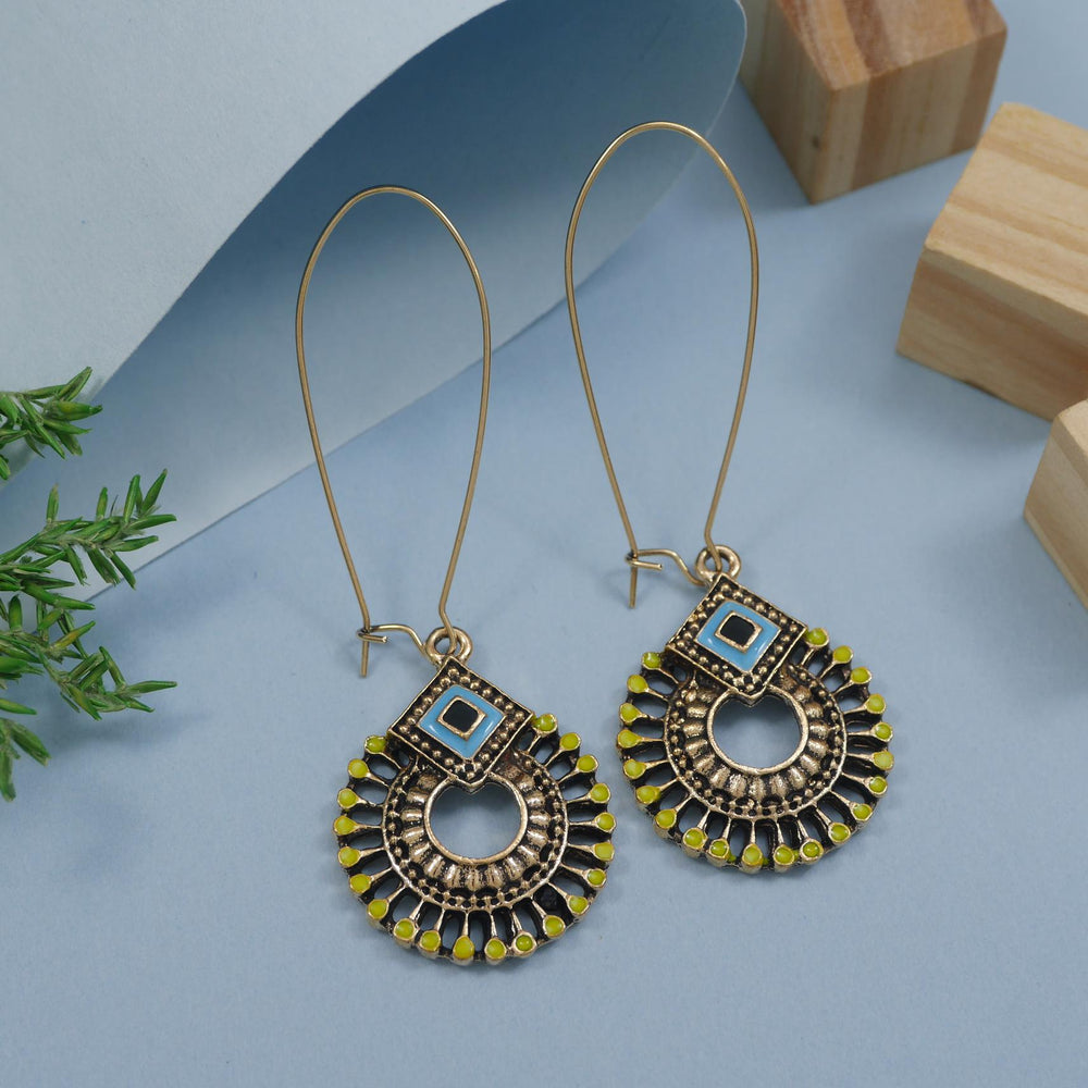 Antique Gold/Silver Plated Dual Coloured Enamel Dangler Earring
