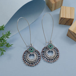 Antique Gold/Silver Plated Dual Coloured Enamel Dangler Earring