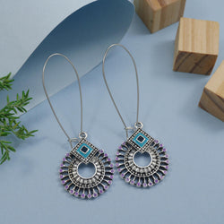 Antique Gold/Silver Plated Dual Coloured Enamel Dangler Earring