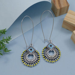Antique Gold/Silver Plated Dual Coloured Enamel Dangler Earring