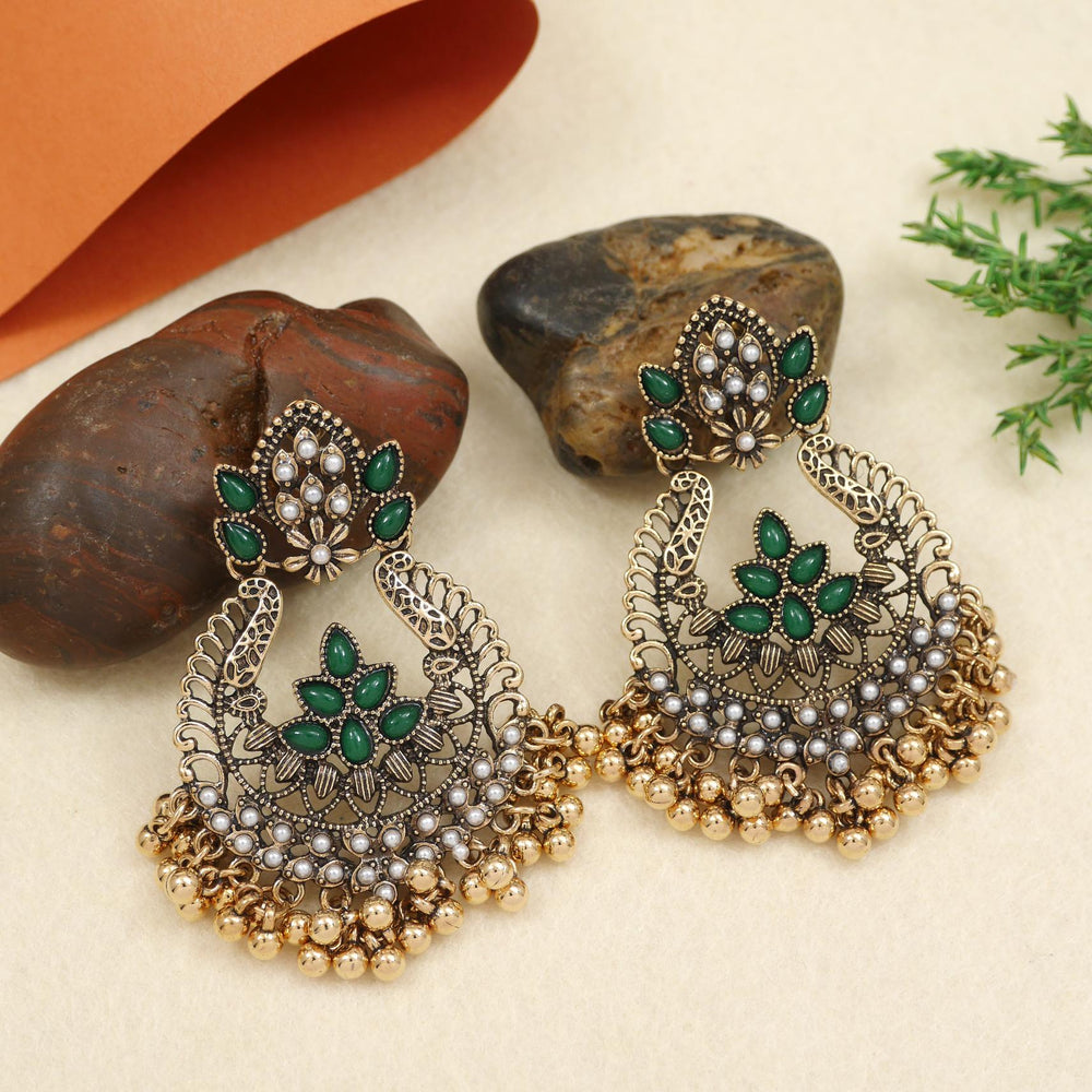 Antique Gold/Silver Plated Dual Coloured Enamel Dangler Earring