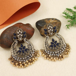 Antique Gold/Silver Plated Dual Coloured Enamel Dangler Earring