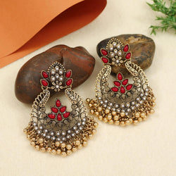 Antique Gold/Silver Plated Dual Coloured Enamel Dangler Earring